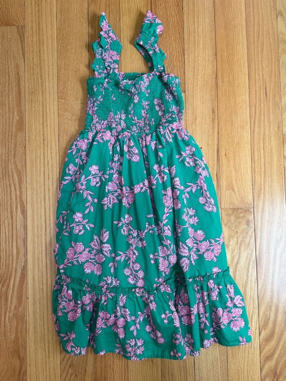 Crewcuts Green Sundress with Pink Floral Print